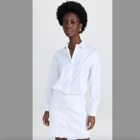 slim fit dress slacks Theory women's white Fitted Shirt Dress – Loop Generation main image 1